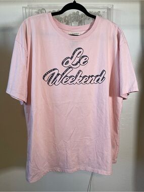 Universal Thread Pink Tee with Navy Script